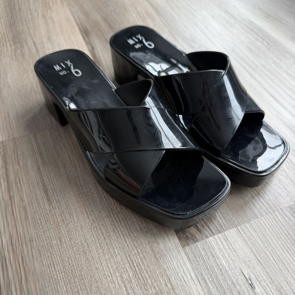 Y2K Mix No. 6 Chunky Clog Sandal Black Size 9 Block Heel Jeaselle Shoe 2000s